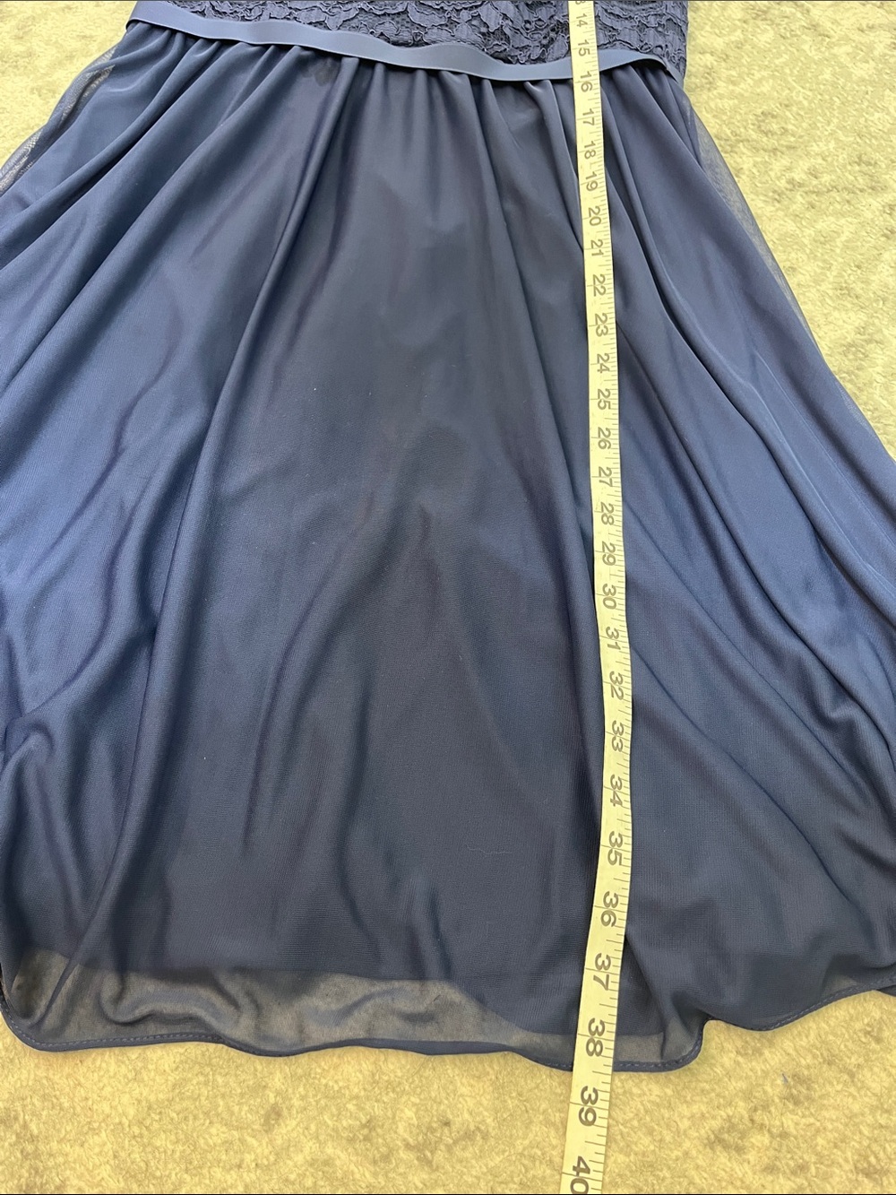 DAVID’S BRIDAL ONE SHOULDER MARINE NAVY LACE SHORT BRIDESMAID DRESS LINED SZ 8 - Picture 14 of 14